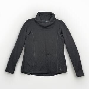 Kuhl Women's Athena Cowl Neck Quilted LS Pullover Wool Blend Dark Gray Size M